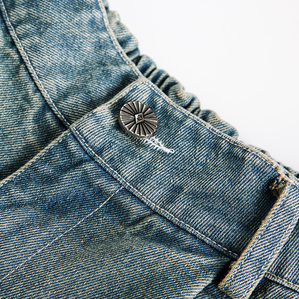 Abstract bedrukte denim shorts