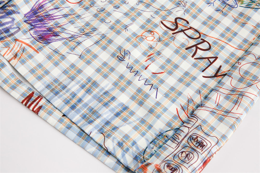 Plaid Graffiti Loose Punk Shorts