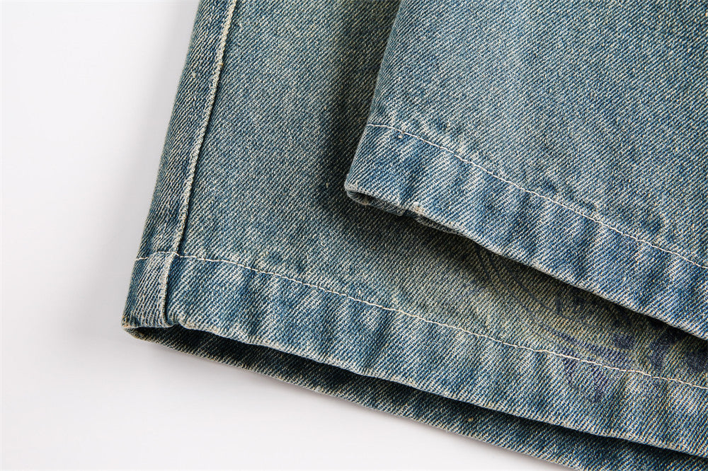 Abstract bedrukte denim shorts