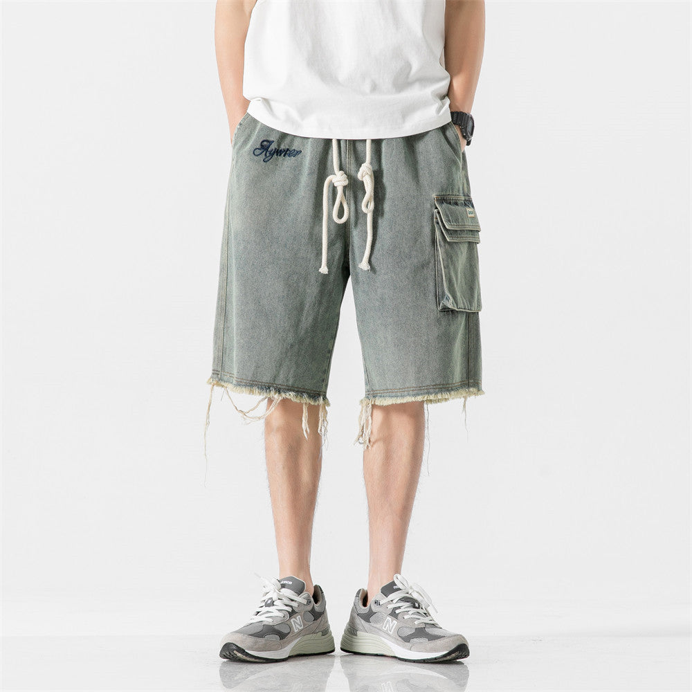 Short en jean vintage décontracté ample et droit