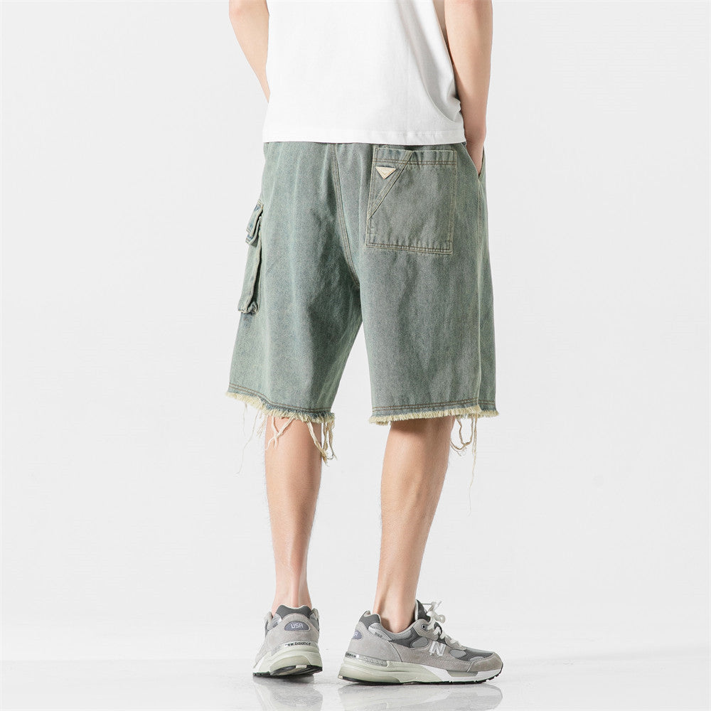 Short en jean vintage décontracté ample et droit