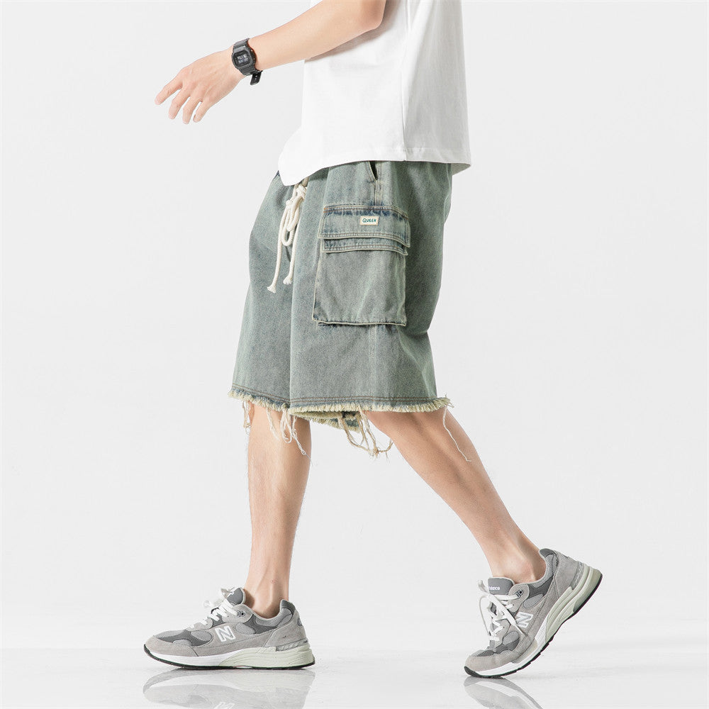 Short en jean vintage décontracté ample et droit