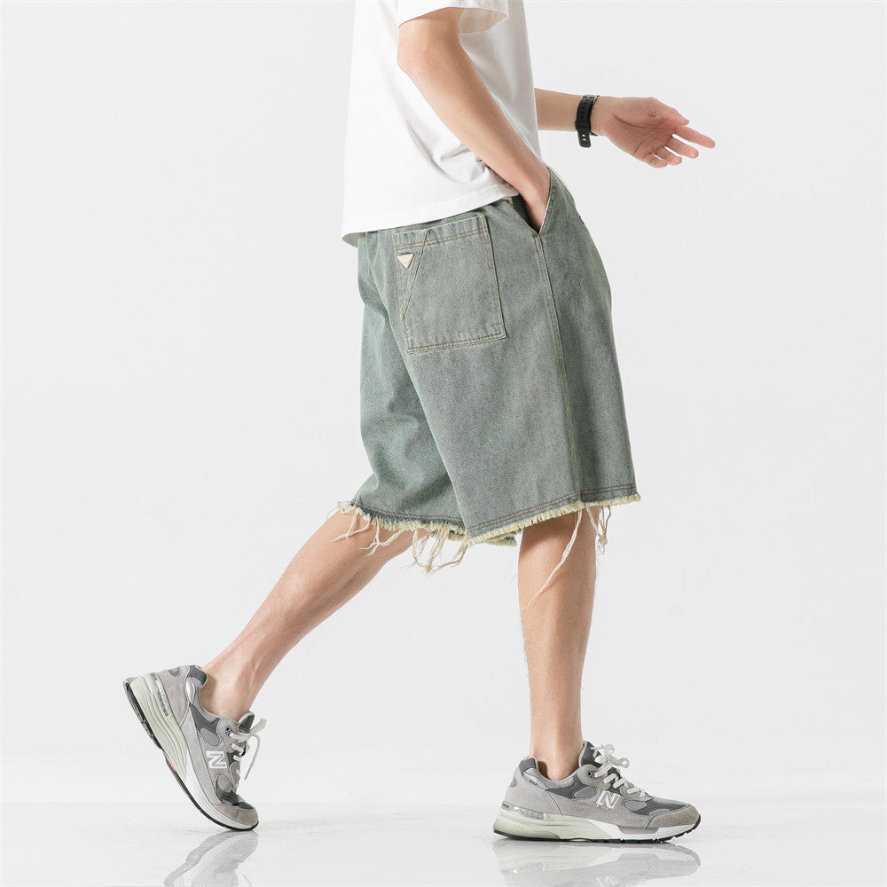Short en jean vintage décontracté ample et droit