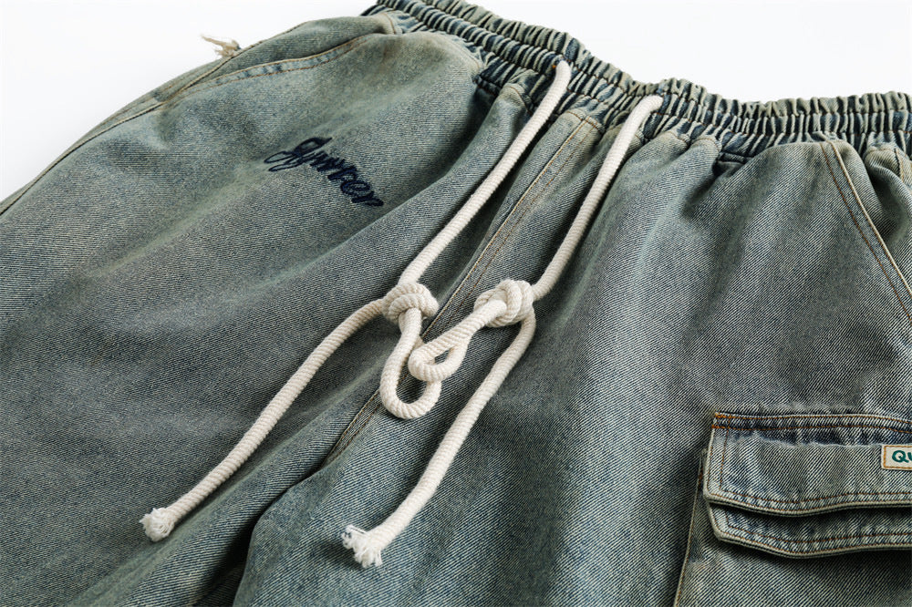 Short en jean vintage décontracté ample et droit