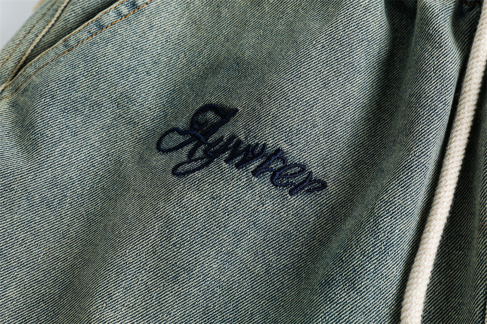 Short en jean vintage décontracté ample et droit
