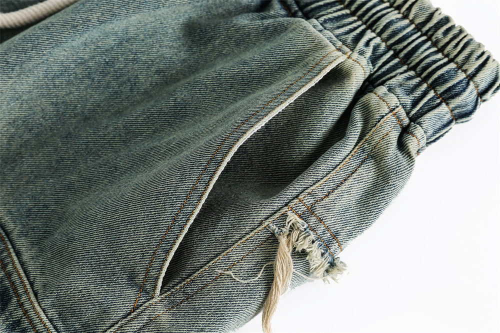 Short en jean vintage décontracté ample et droit
