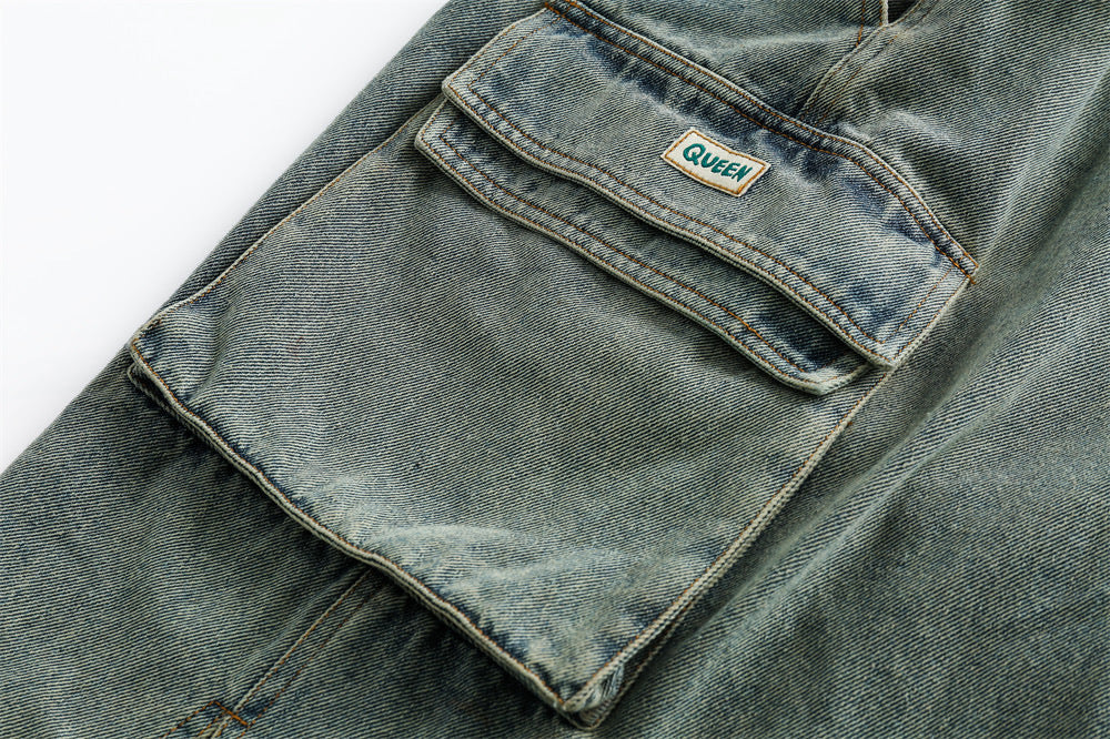 Short en jean vintage décontracté ample et droit