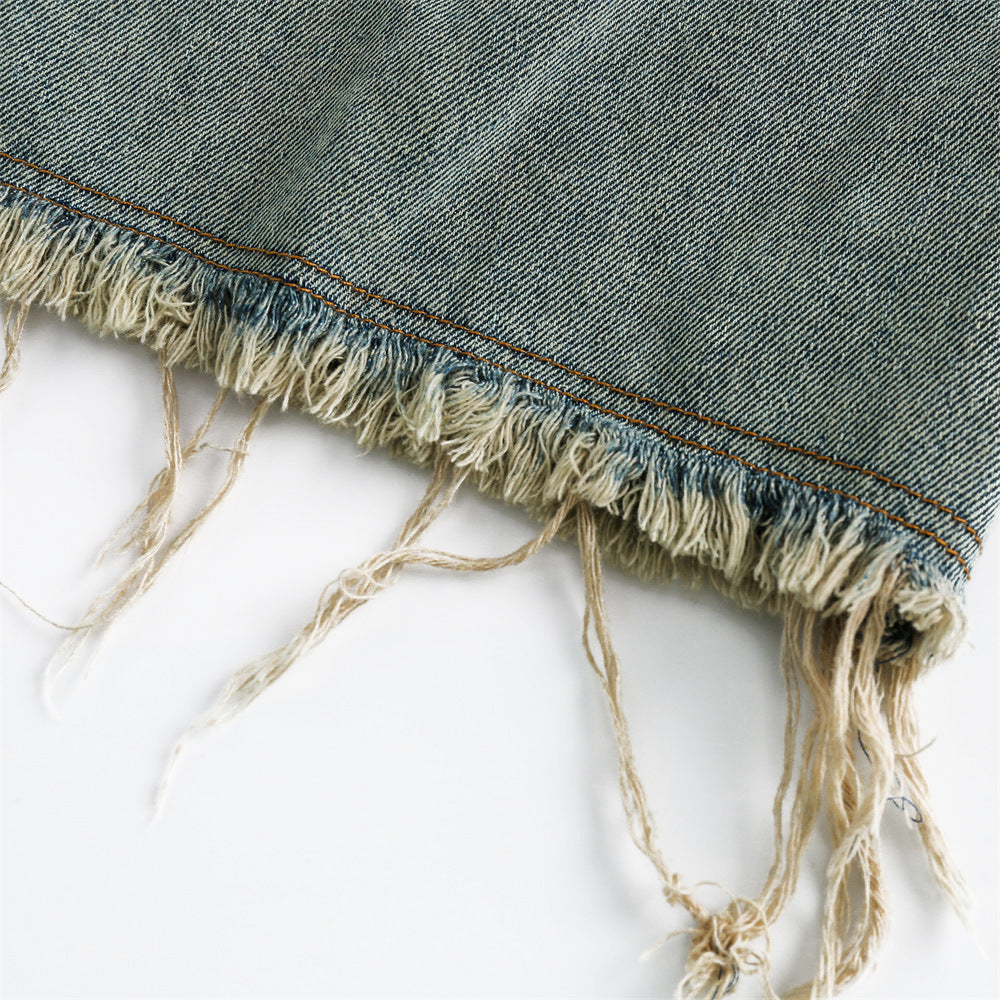 Short en jean vintage décontracté ample et droit