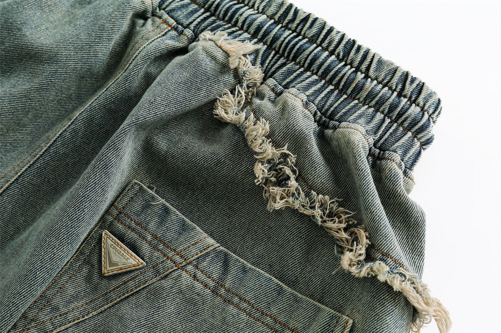 Short en jean vintage décontracté ample et droit