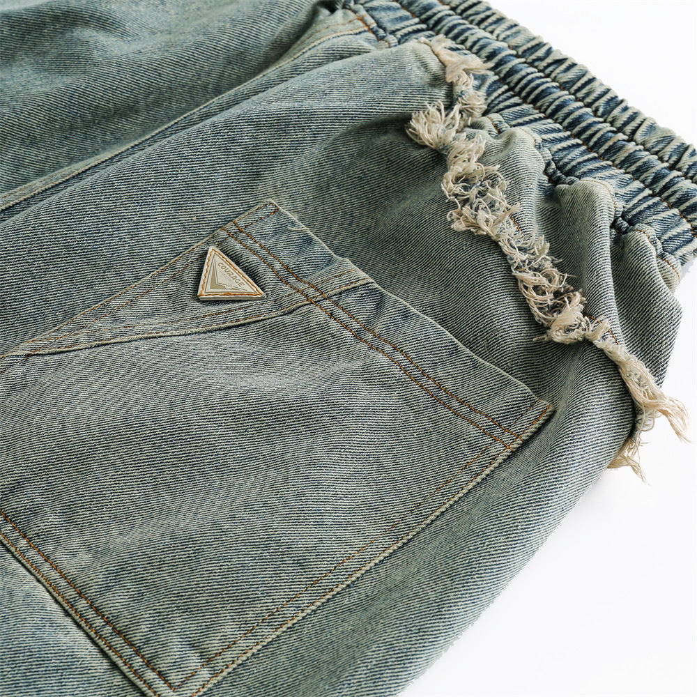 Short en jean vintage décontracté ample et droit