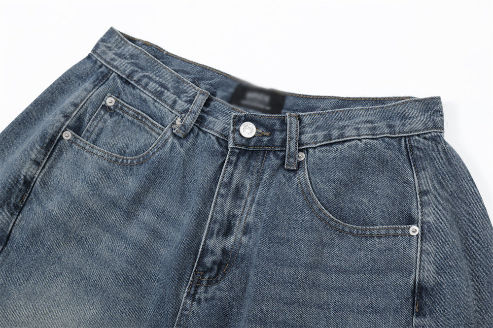 Vintage punk denim losse wijde broek