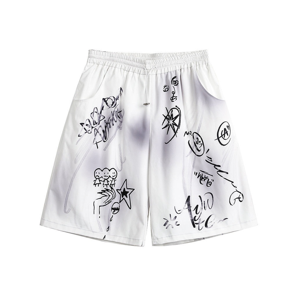 High street graffiti spray dye shorts