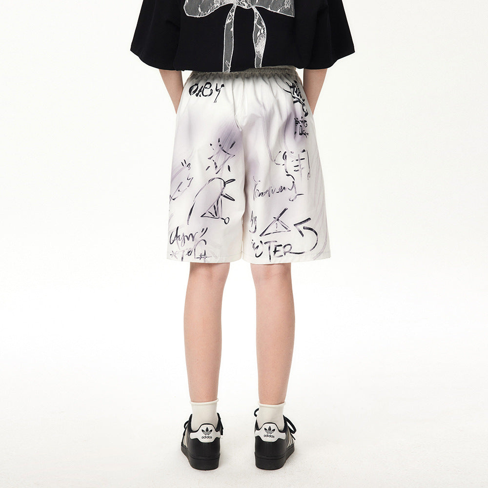 High street graffiti spray dye shorts