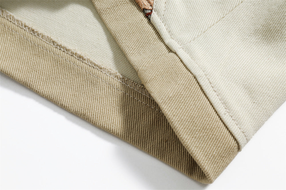 Geborduurde sportshorts met kant en stiksels