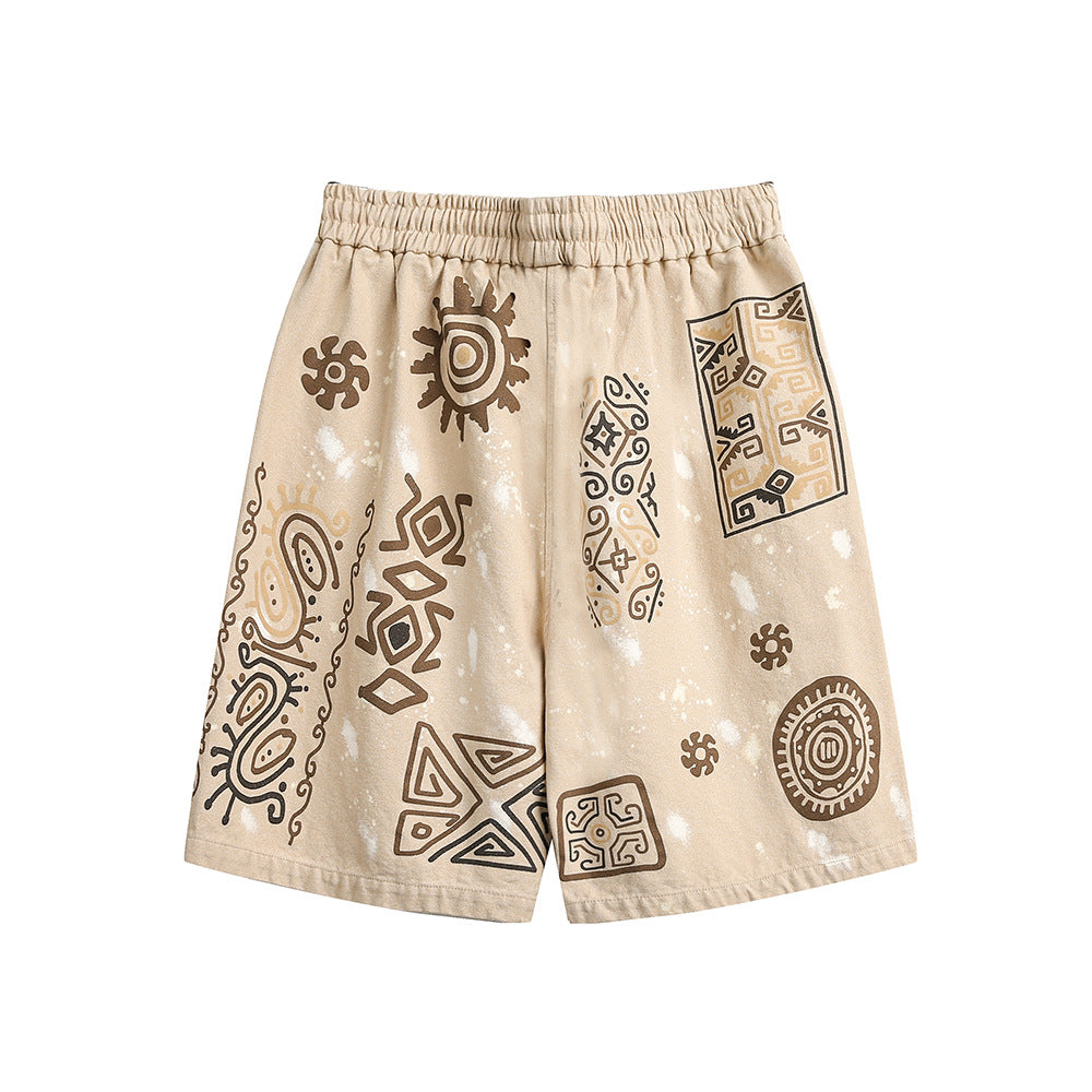Short décontracté ample à imprimé graffiti 