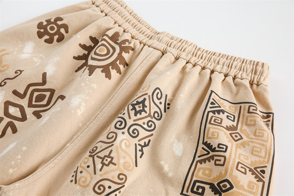 Short décontracté ample à imprimé graffiti 