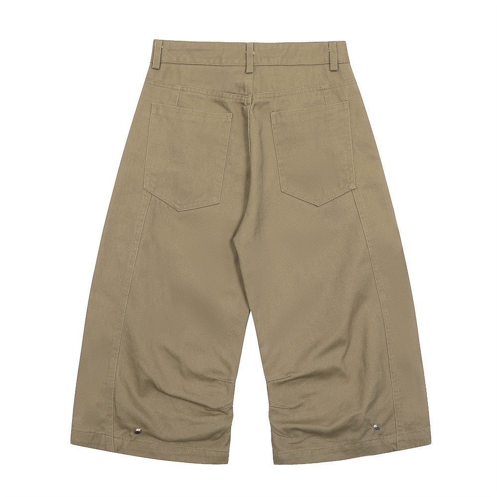 Solid Color Pleated Wide Leg Short