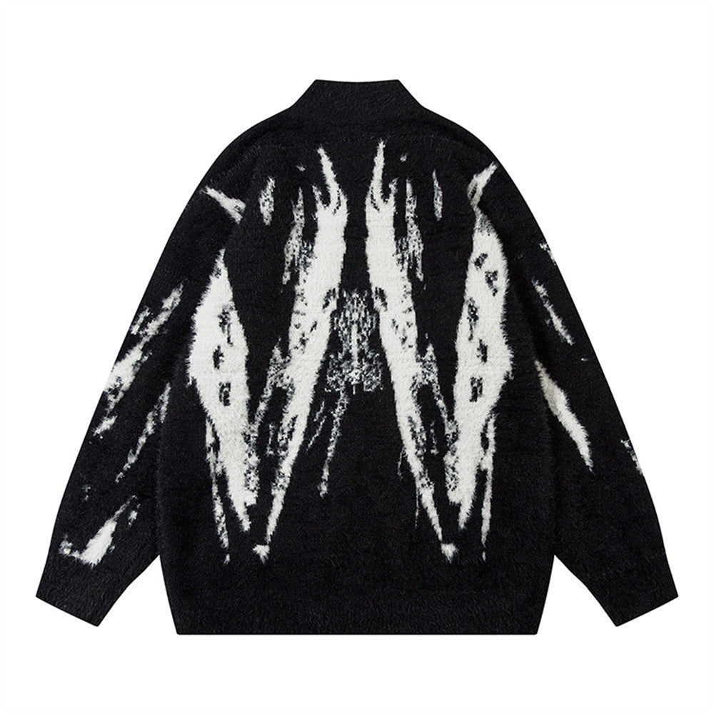 Y2K Breathable Stylish Floral Zip-Up Knit Cardigan