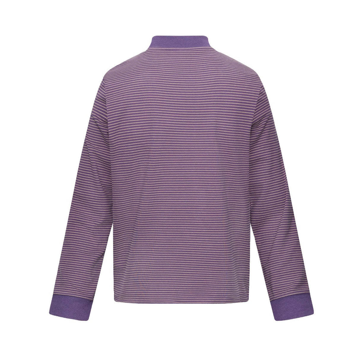 Madxmarx Striped Cat Graphic Mock Neck Long Sleeve Tee