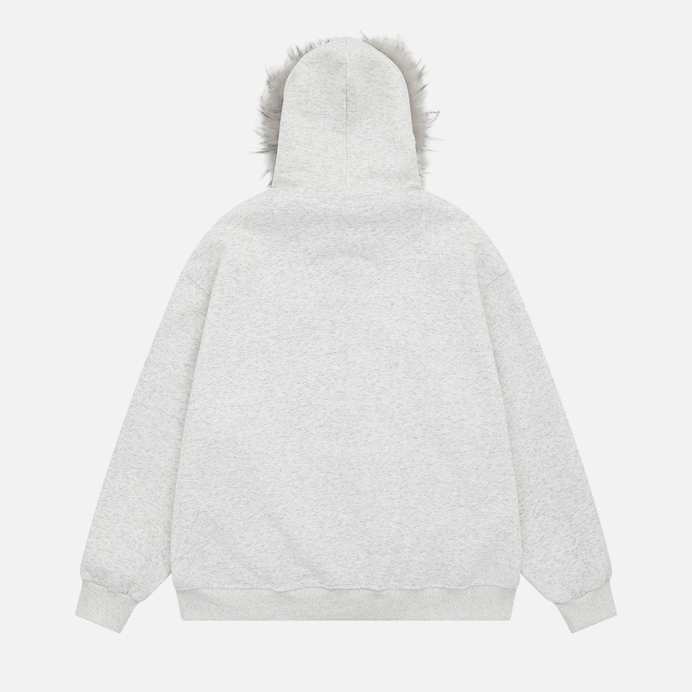 Streetwear Y2K Oversized Faux Fur Hooded Sweatshirt