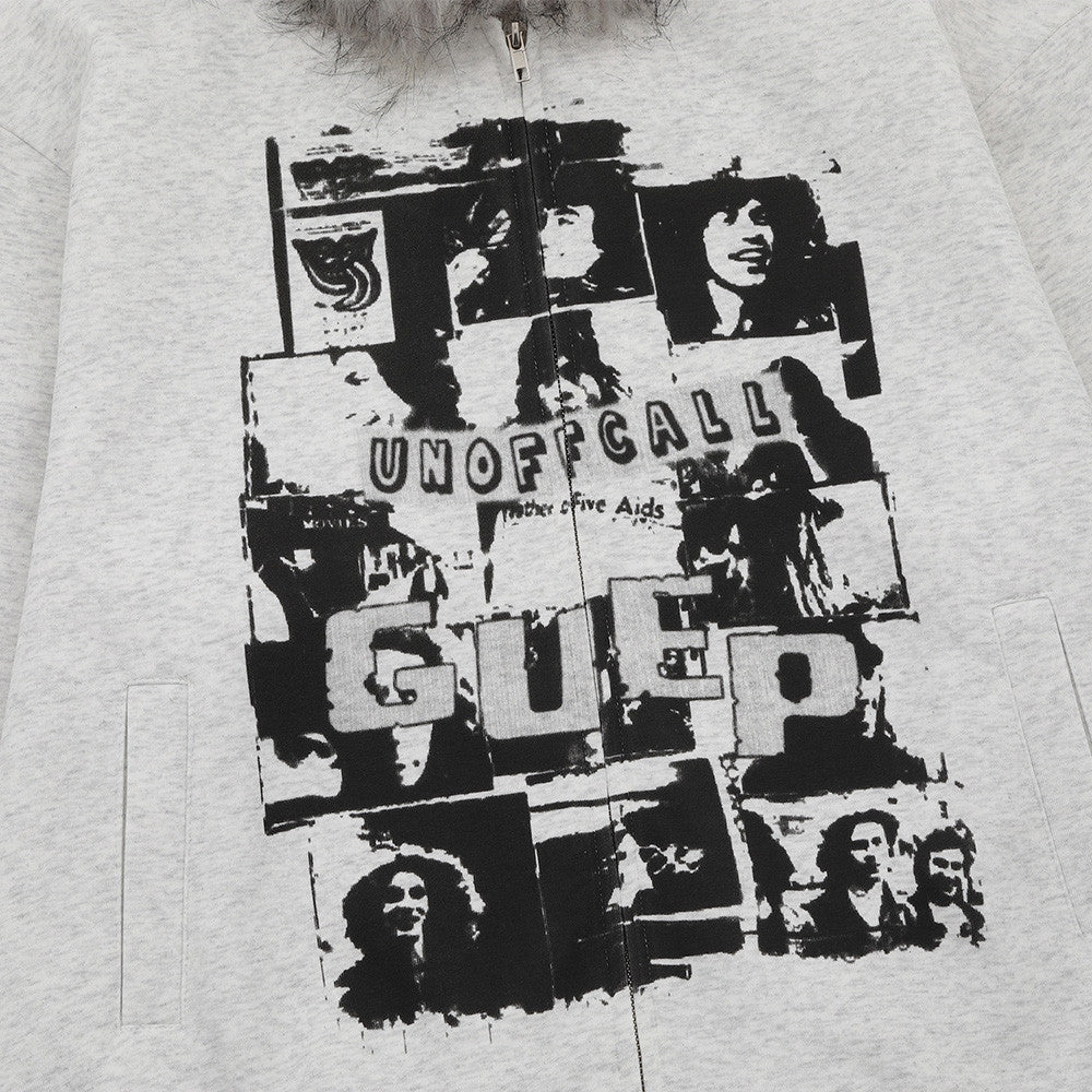 Streetwear Y2K Oversized Faux Fur Hooded Sweatshirt