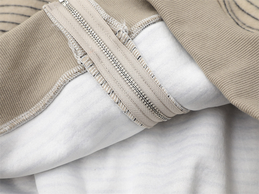 Vintage Striped Loose Fur Hooded Casual Sweatshirt