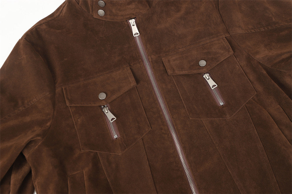 Warm Punk European Style Casual Zip-Up Woven Jacket