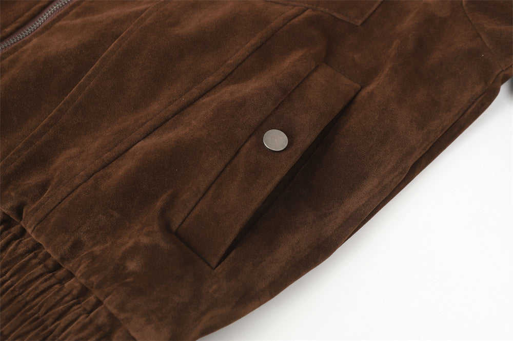 Warm Punk European Style Casual Zip-Up Woven Jacket