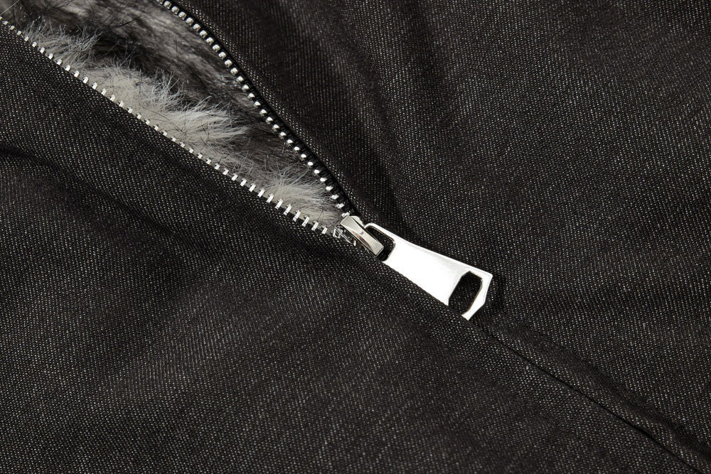 Trendy Lined Thickened Collar Faux Furr Padded Jacket