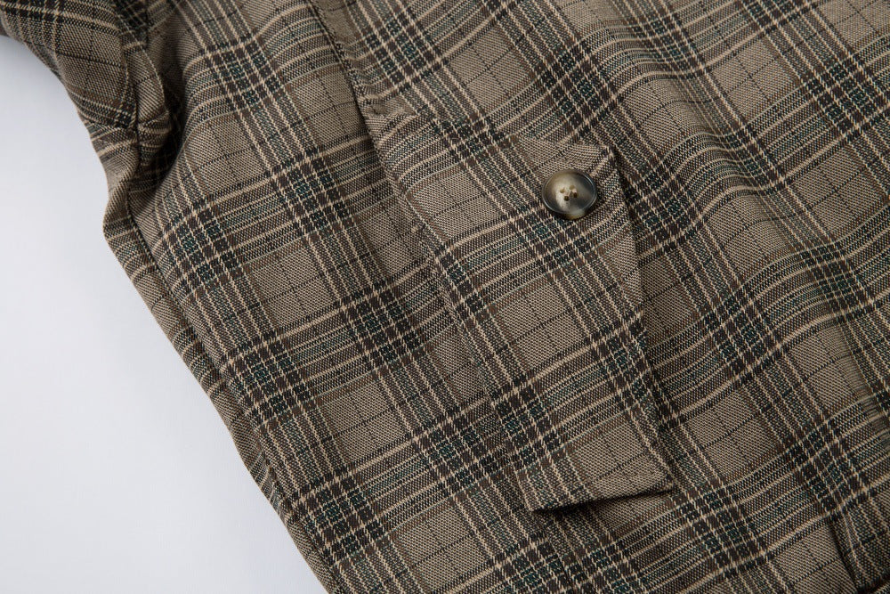 Vintage Plaid High Street High Neck Jacket