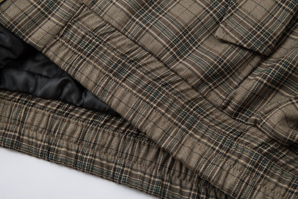 Vintage Plaid High Street High Neck Jacket