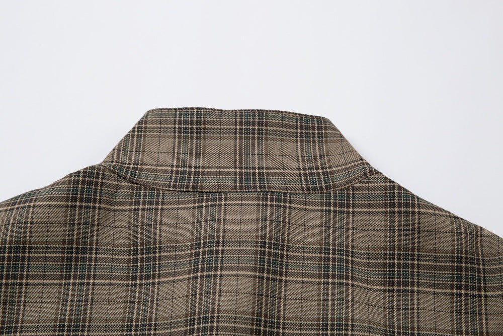Vintage Plaid High Street High Neck Jacket