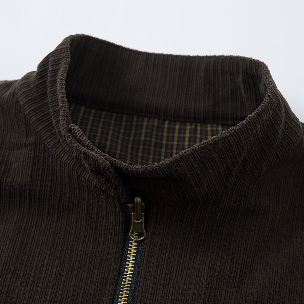 American Vibe Two Way To Wear Vertical Collar Plaid Jacket