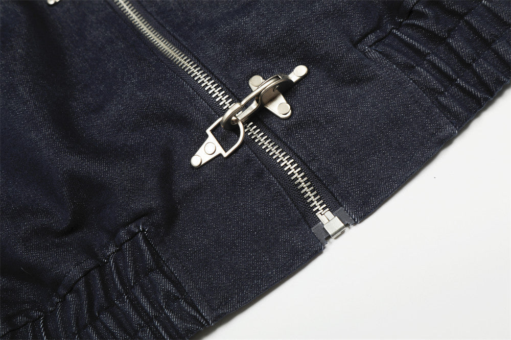 Streetwear Airplane Buckle Design Denim Jacket