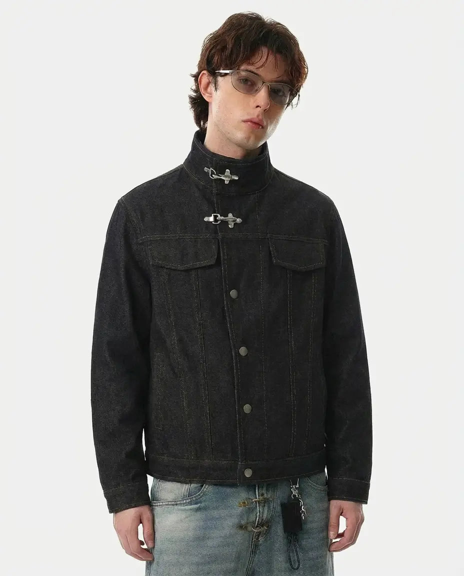 Metal Toggle Raw Denim Jacket