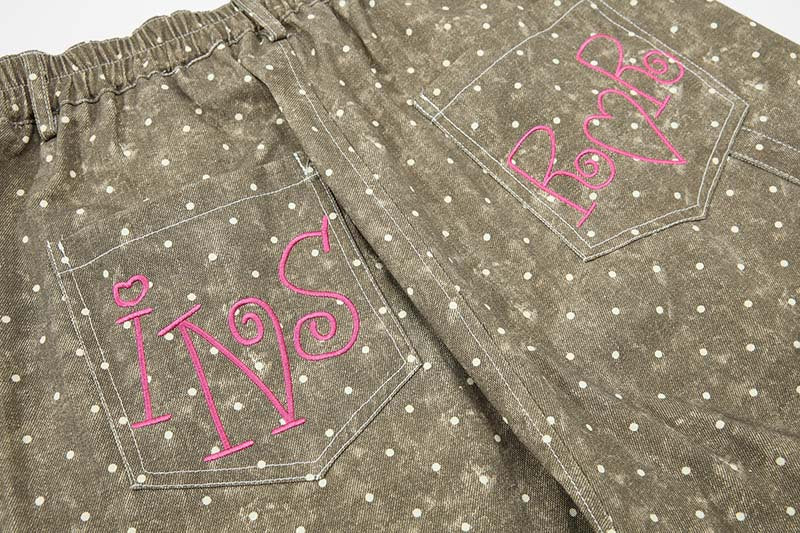 Faded Polka Dot Wide Leg Pants