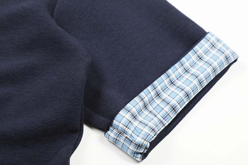 Plaid Patchwork Short-Sleeved Polo Shirt