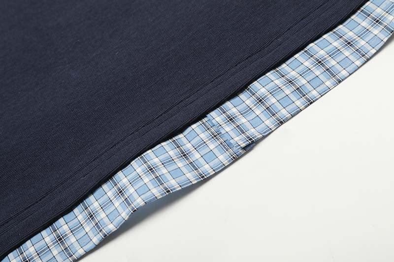 Plaid Patchwork Short-Sleeved Polo Shirt