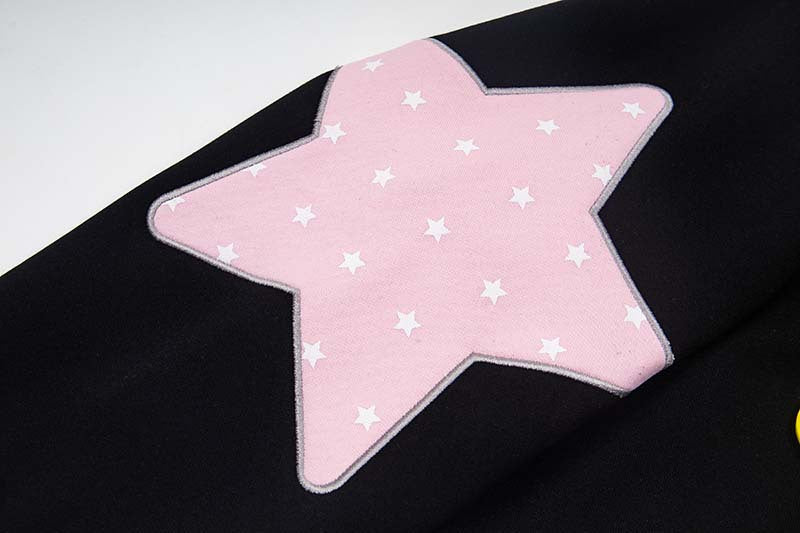 Star Appliqué Color-Block Zip Hoodie