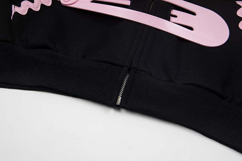 Star Appliqué Color-Block Zip Hoodie