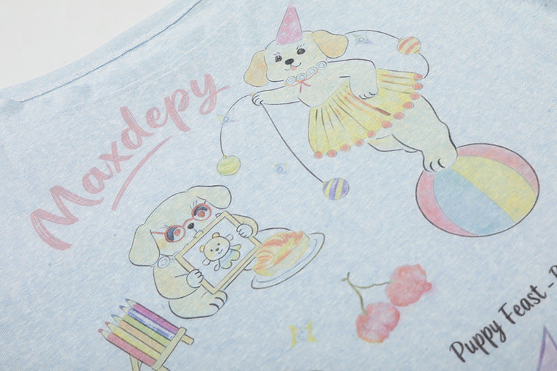 T-shirt à manches longues avec motif chien de dessin animé