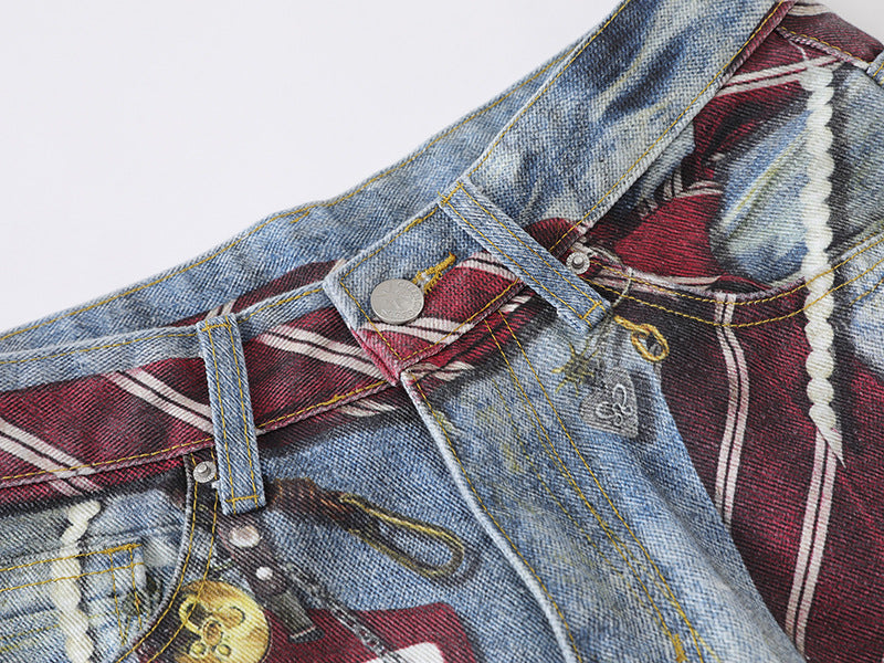 Distressed Light Blue Baggy Denim Jeans