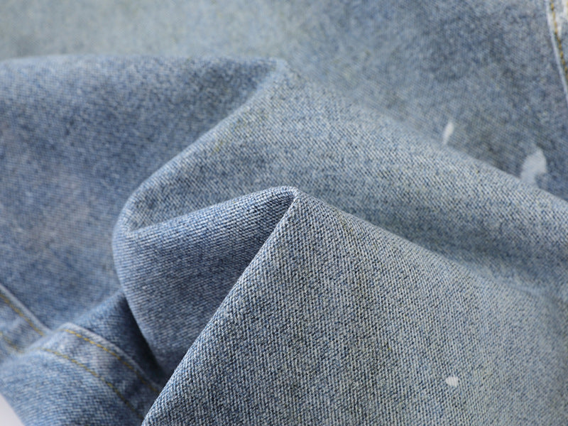 Distressed Light Blue Baggy Denim Jeans