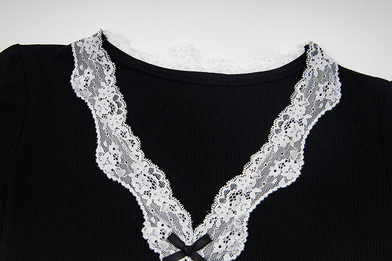 Lace-Detail V-Neck Top