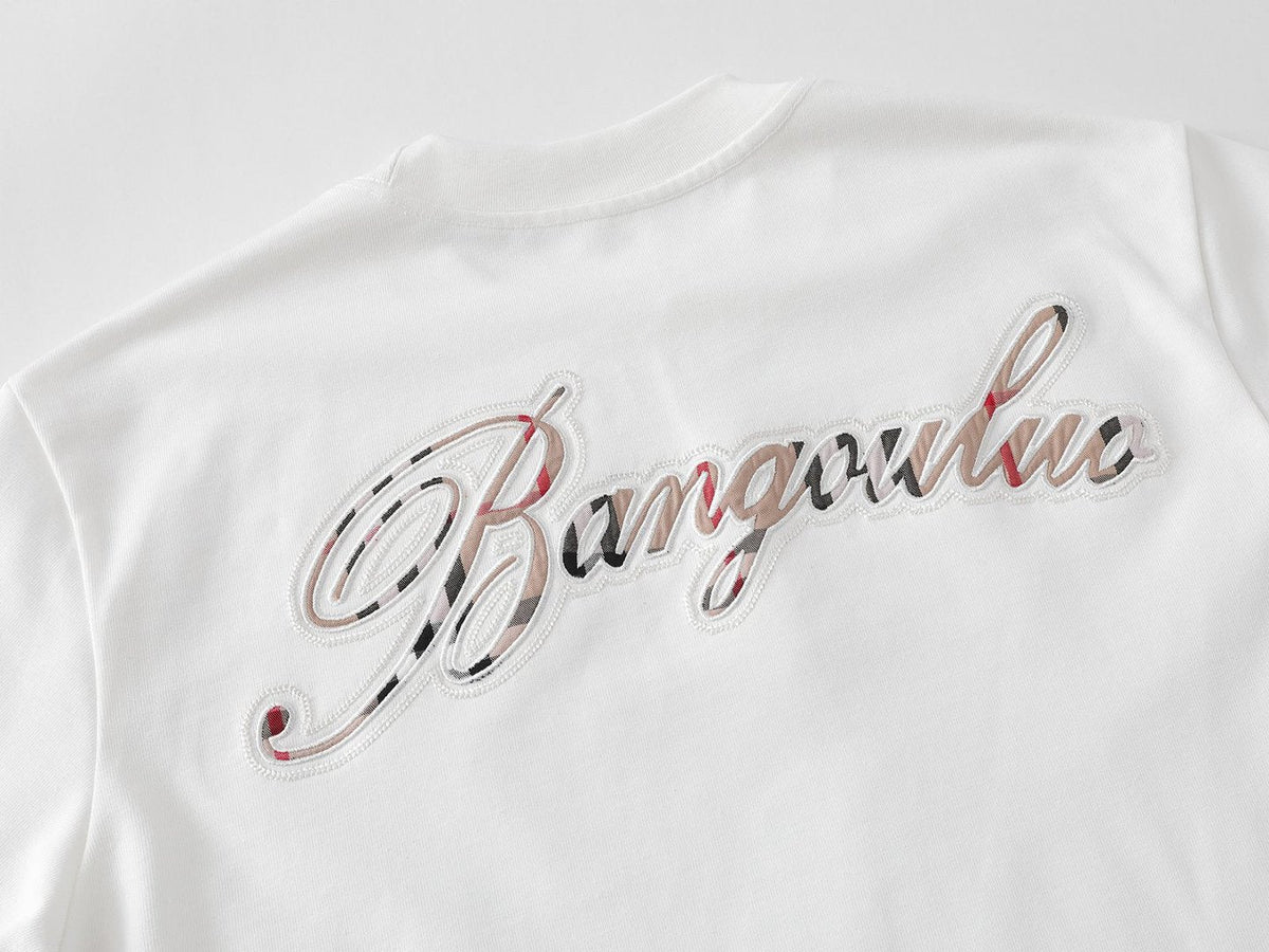 Plaid Script Oversized T-Shirt