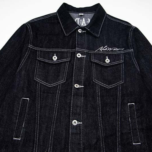 Oversized Denim Jacket with Bold Embroidery