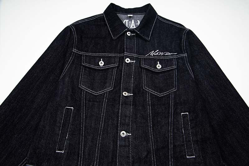 Oversized Denim Jacket with Bold Embroidery