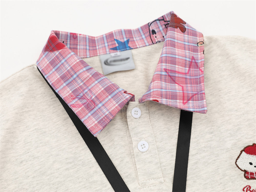 Polo à motif cartoon superposé