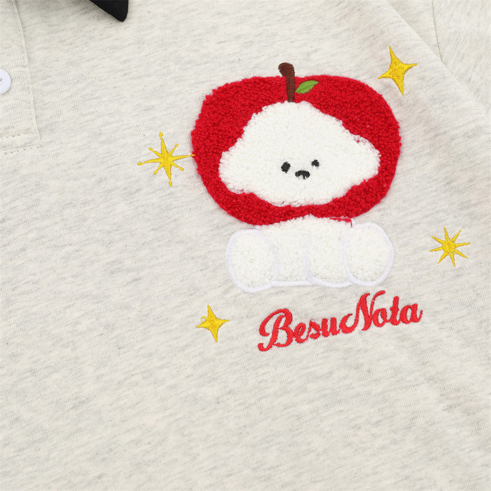 Poloshirt mit Cartoon-Stickerei – lockere Passform
