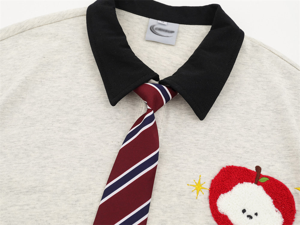 Poloshirt mit Cartoon-Stickerei – lockere Passform